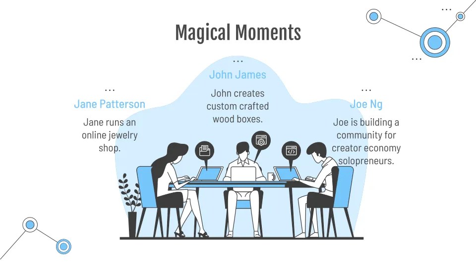 Magical Moments are when attendees meet and talk to each other, creating opportunities.