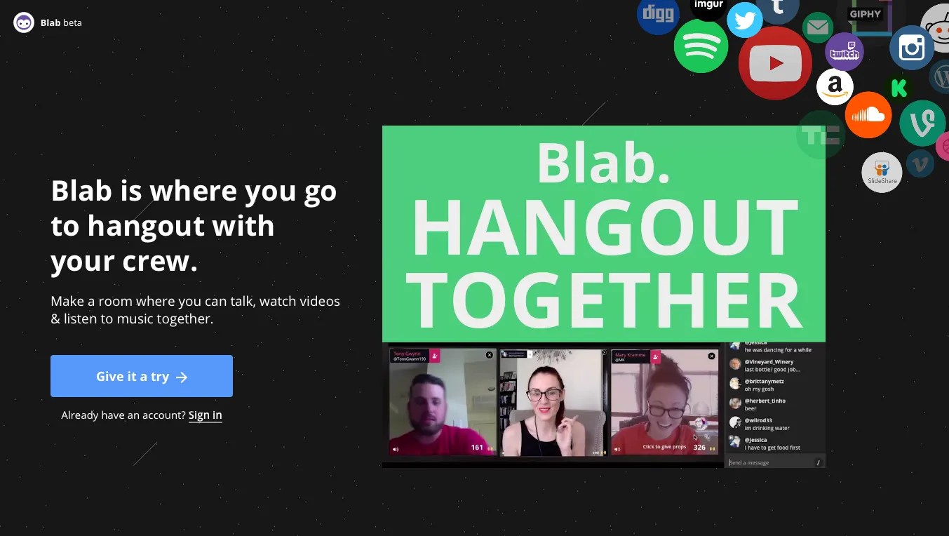 Blab beta Home Page