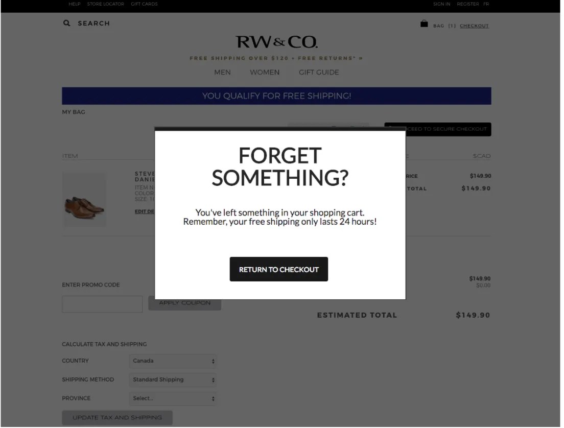 eCommerce Exit Intent Popup