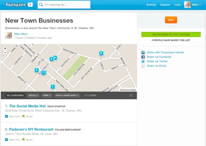 WOW your customers with Foursquare Lists