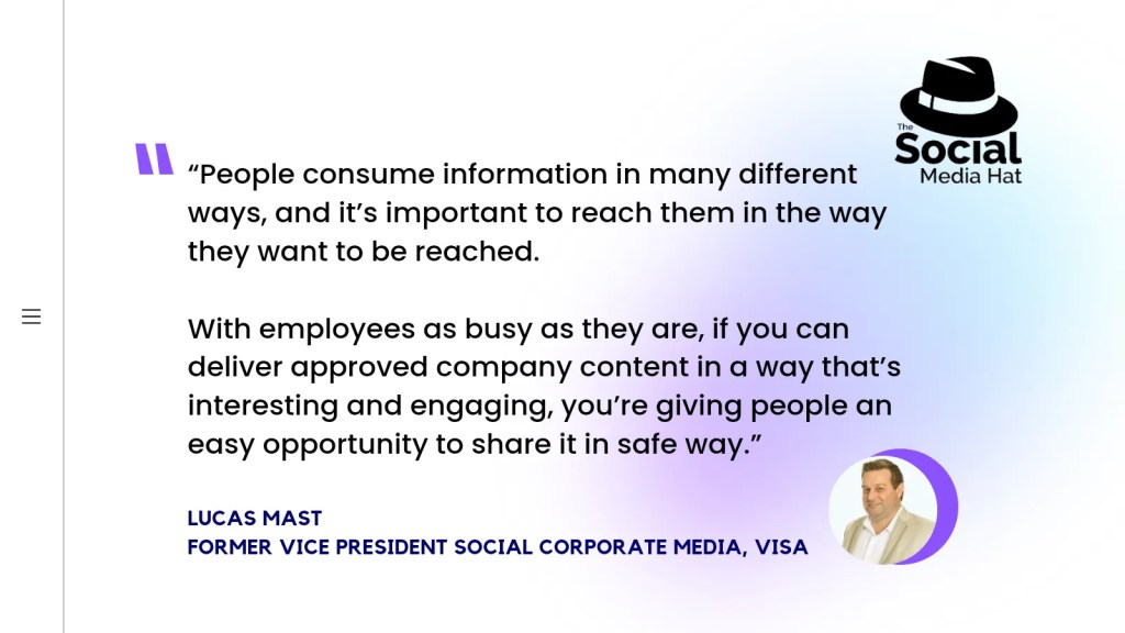 A quote from Lucas Mast on the importance of the employee influencer.