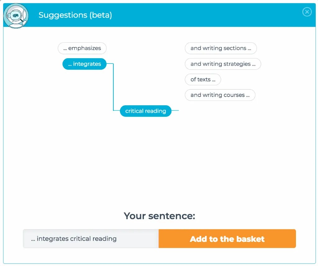 full sentences and phrases that you can add to create optimized content