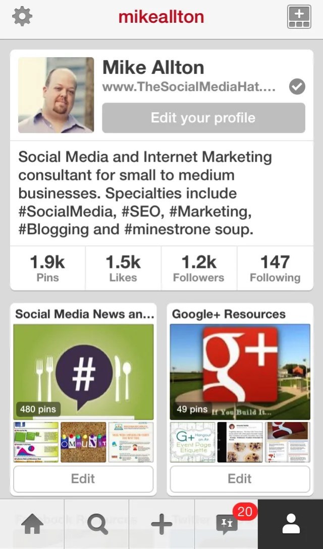 The New Pinterest Mobile Profile