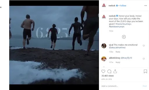 Reebok uses Instagram videos to promote their brand.