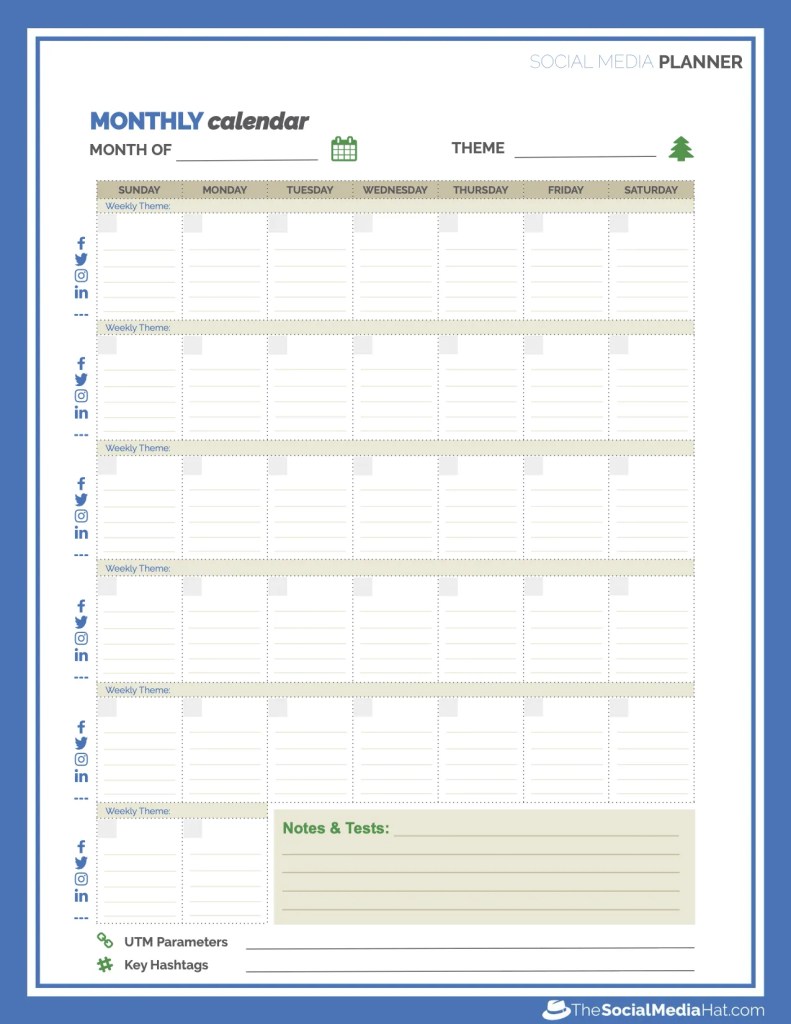Social Media Planner Calendar
