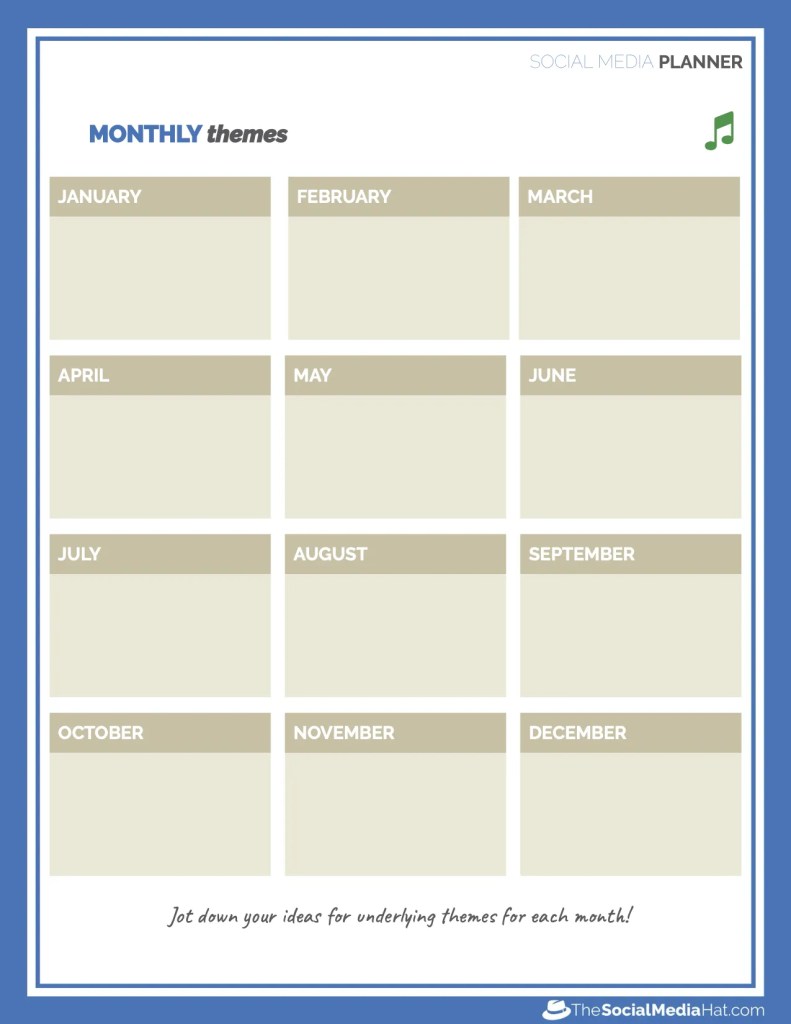 Social Media Planner Monthly Themes