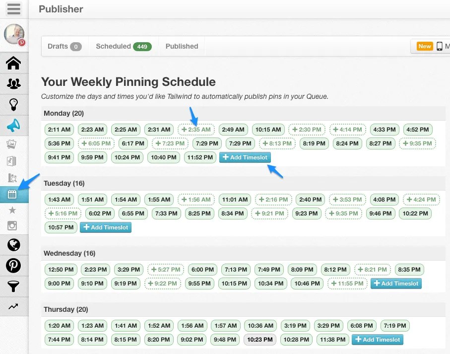 Use Tailwind to space out your pins to be published when you audience is most receptive.