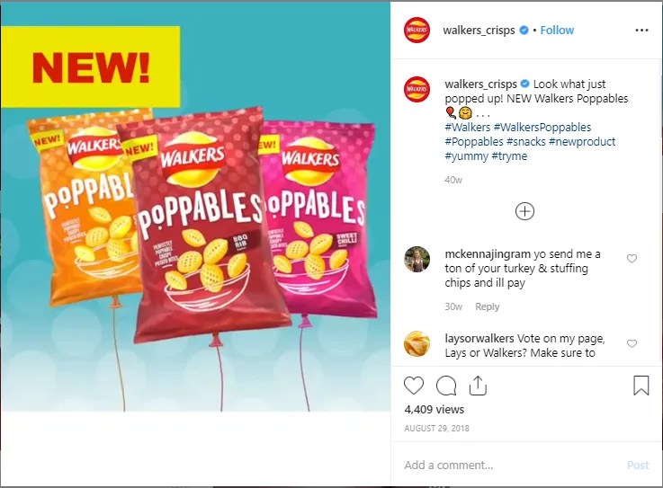 Walkers Crips used a unique hashtag on Instagram.