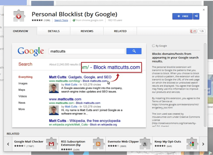 Personal Blocklist (by Google)