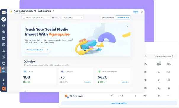 Use Agorapulse to track 100% of the links shred in your influencer marketing campaigns to report on ROI.